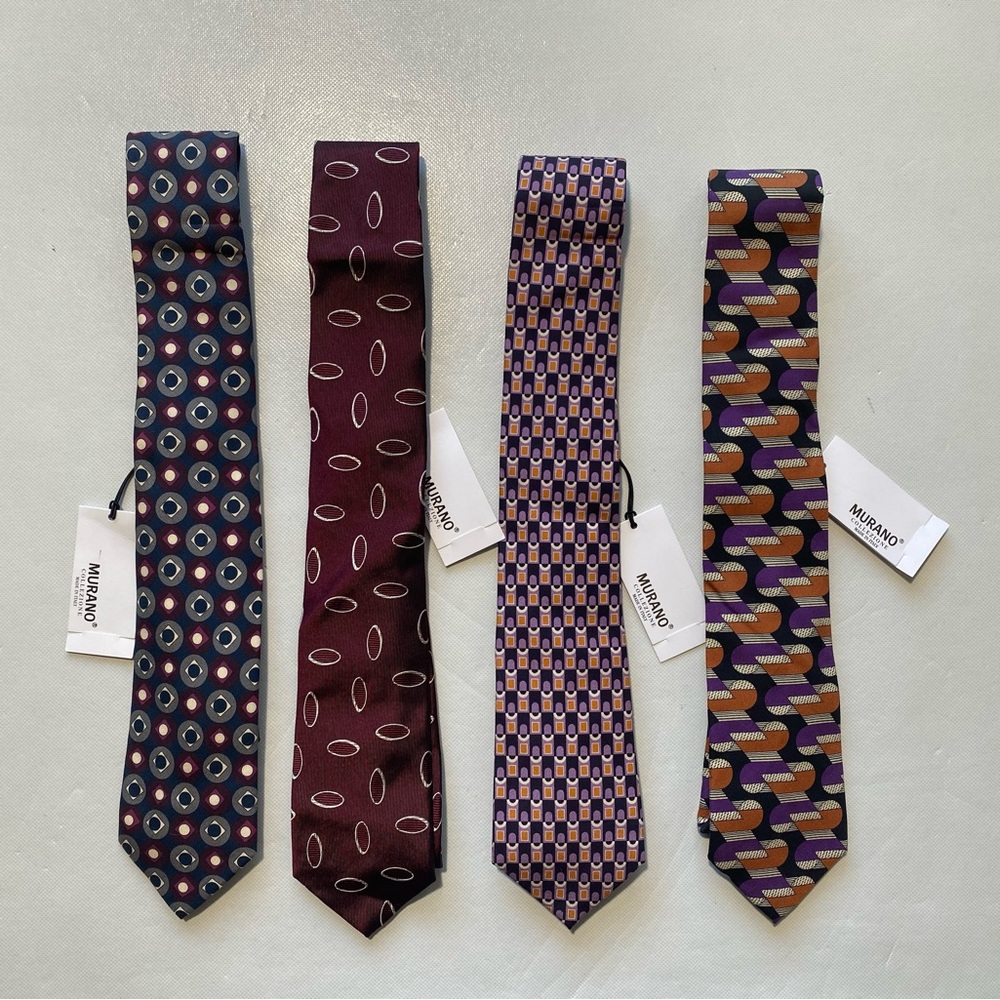 NEW- Lot Of 4 Mens Italy Made Murano Collezione Multicolor Neck Ties Silk - L3
